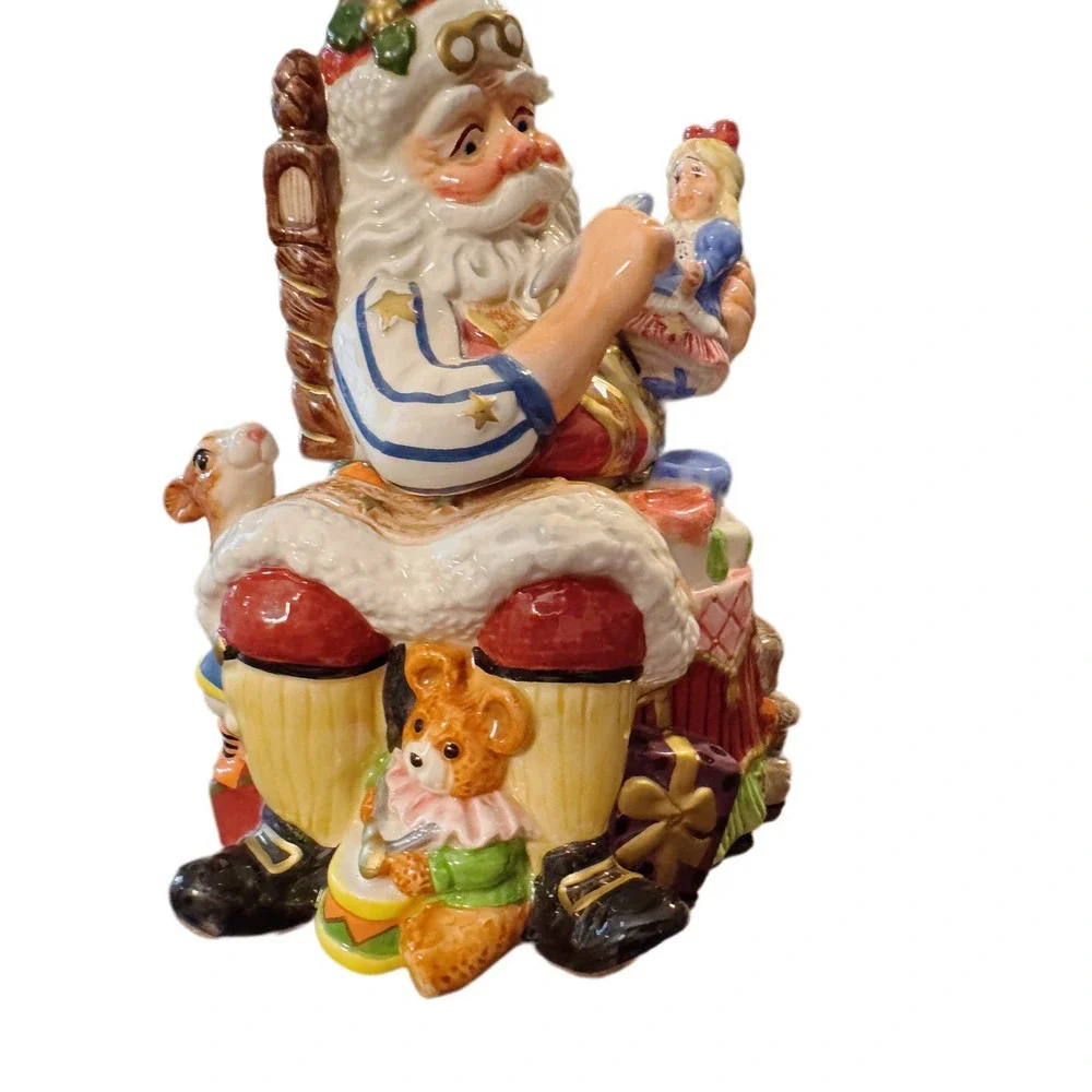 VTG Fitz and Floyd Classics SantasToy Shop Ceramic Christmas Cookie/Candy Jar 8
